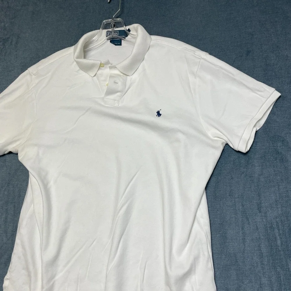 VTG Polo Ralph Lauren Polo Shirt Mens XL White Pony High Low Hem Tennis
